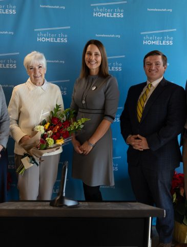 Charitable contribution to Shelter the Homeless
Gail Miller, co-founder of the LHM Company
Erin Mendenhall, SLC Mayor 
Laurie Hopkins, Shelter the Homeless
Tyler Clancy, Utah Representative 
Josh Romney, Shelter the Homeless Board